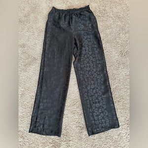Black Satin Cheetah Pants